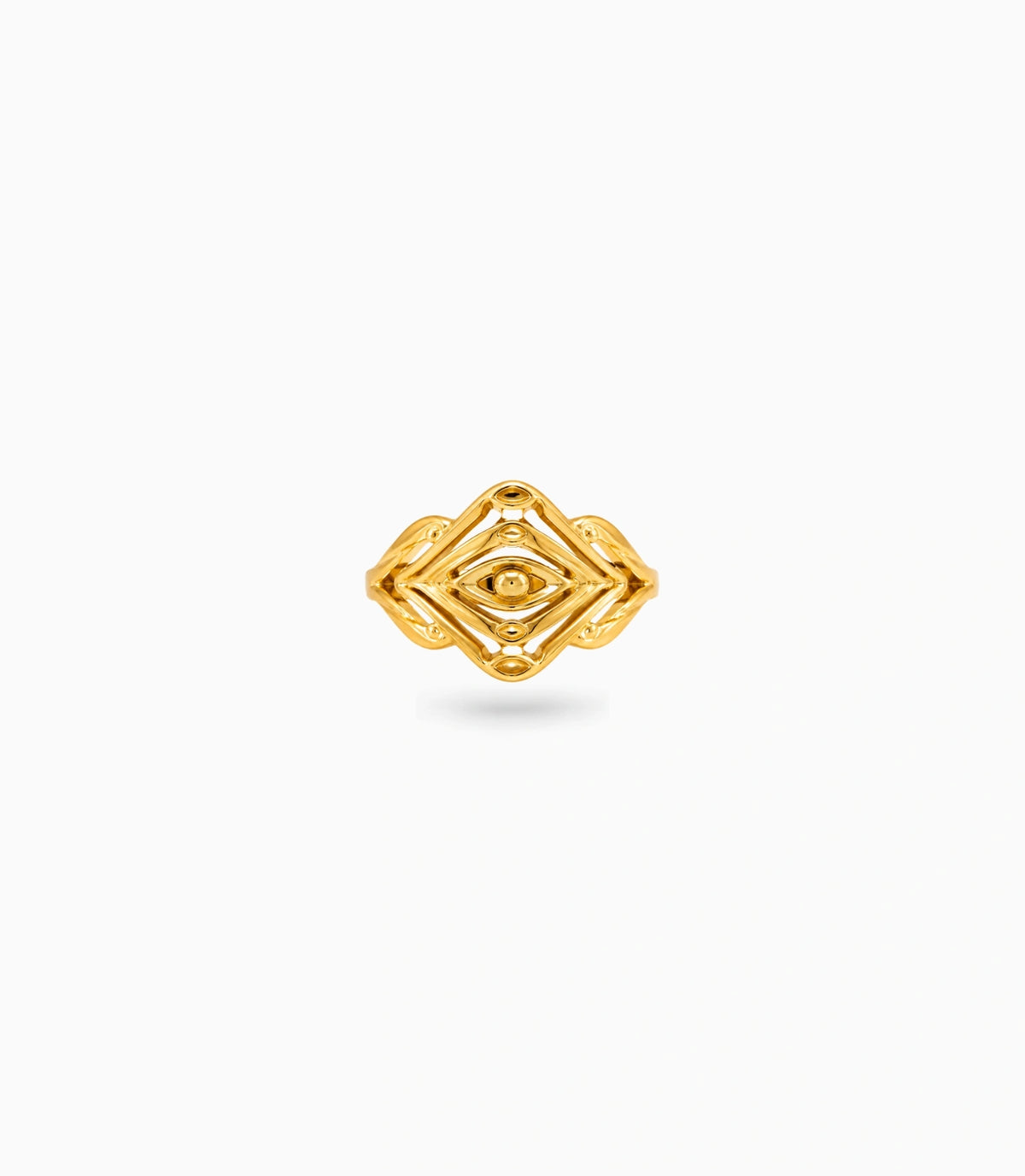 Gold Plated Traditional Eye Shaped Finger Ring