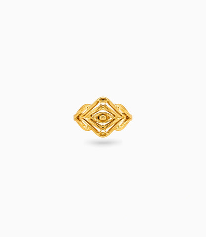 Gold Plated Traditional Eye Shaped Finger Ring
