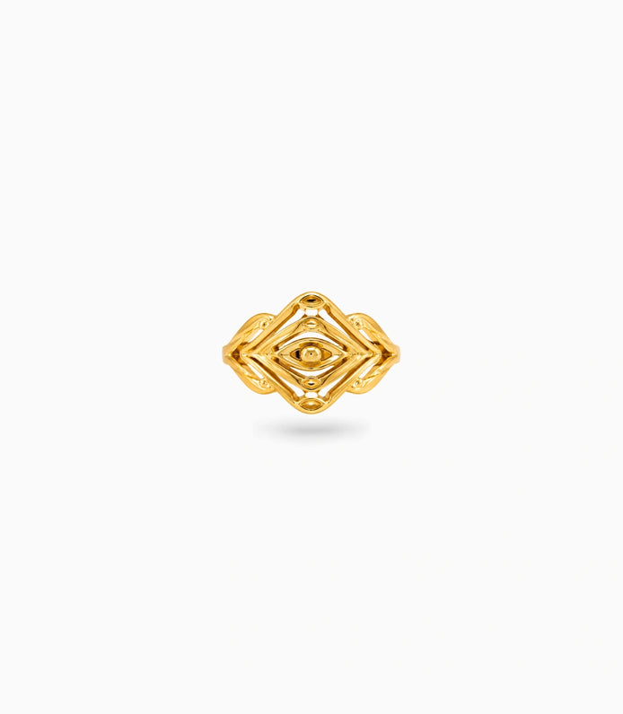 Gold Plated Traditional Eye Shaped Finger Ring