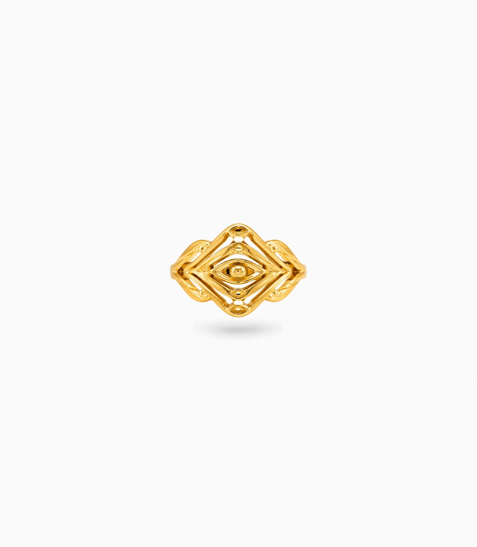 Gold Plated Traditional Eye Shaped Finger Ring