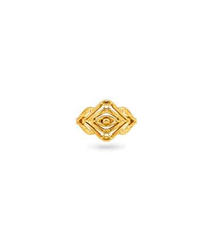 Gold Plated Traditional Eye Shaped Finger Ring