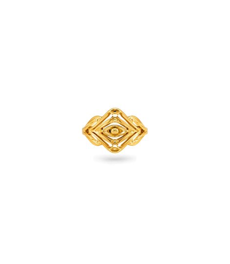 Gold Plated Traditional Eye Shaped Finger Ring