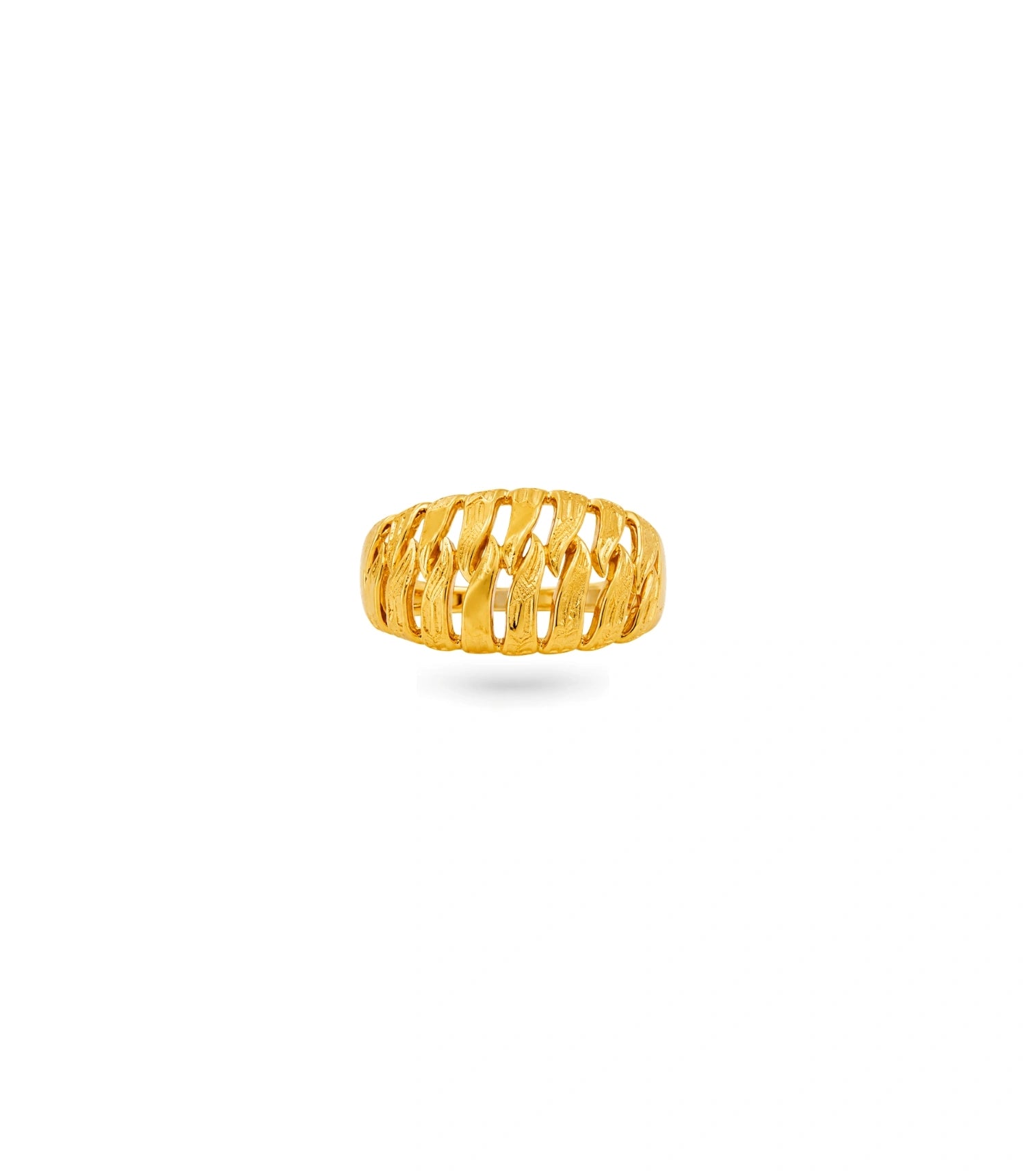 Gold Plated Textured Cage Style Finger Ring