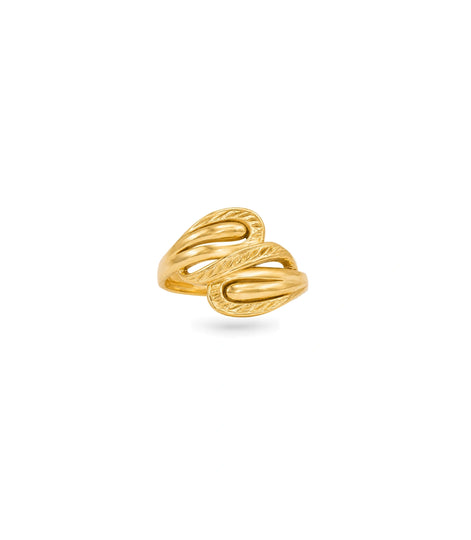 Gold Plated Multi-Layer Bypass Finger Ring