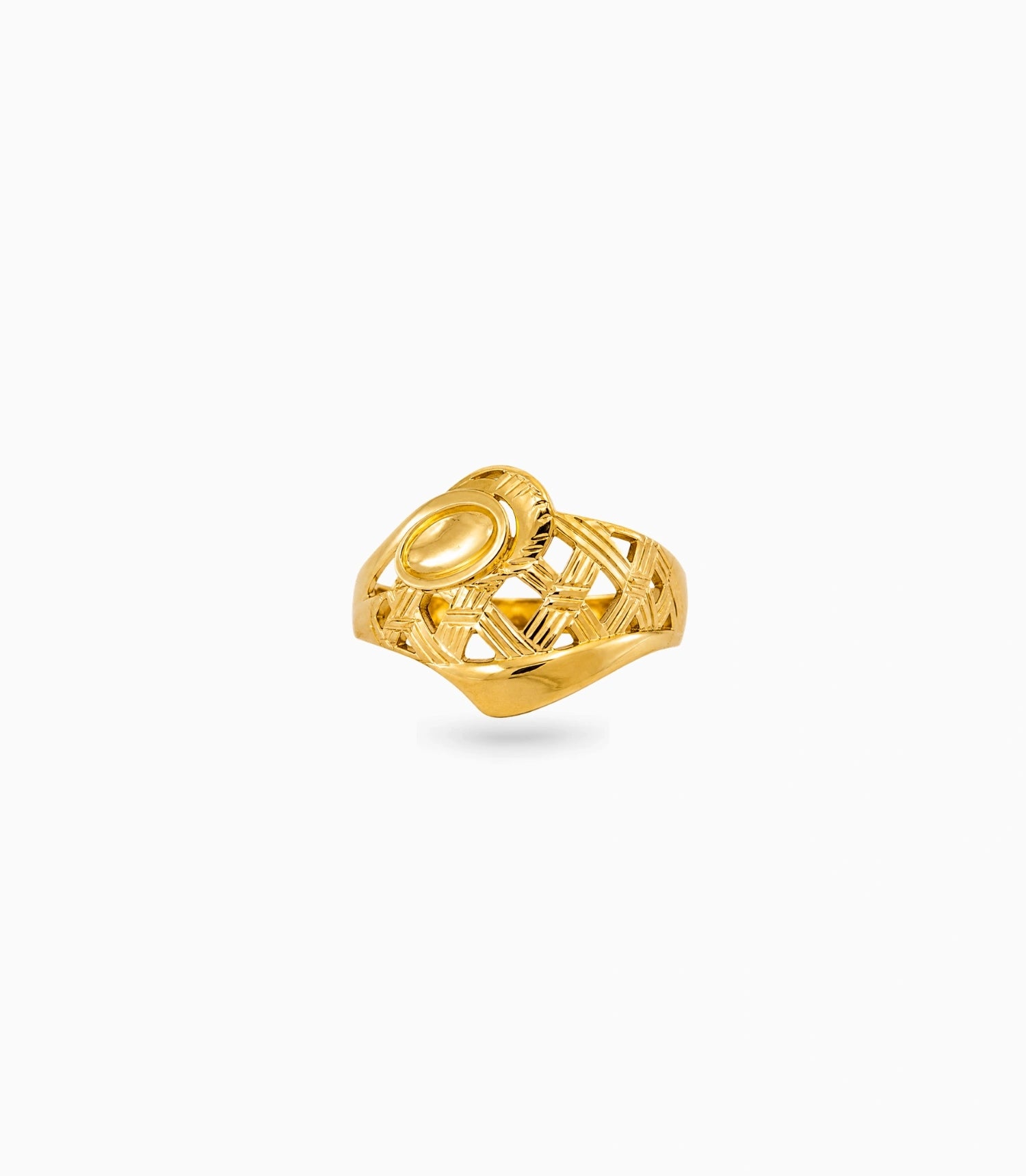 Gold Plated Basketweave Bypass Finger Ring