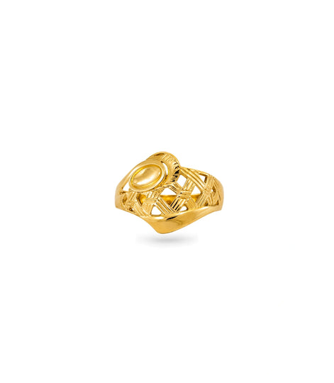 Gold Plated Basketweave Bypass Finger Ring