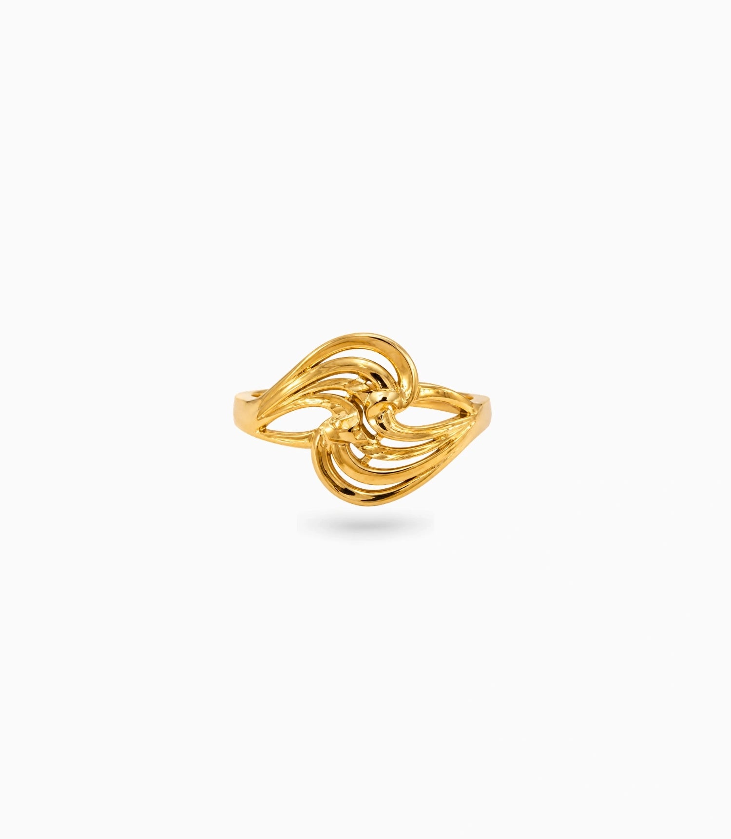 Gold Plated Textured Abstract Wave Finger Ring