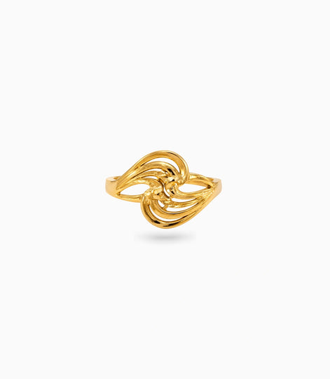 Gold Plated Textured Abstract Wave Finger Ring