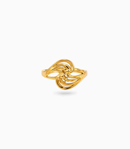 Gold Plated Textured Abstract Wave Finger Ring