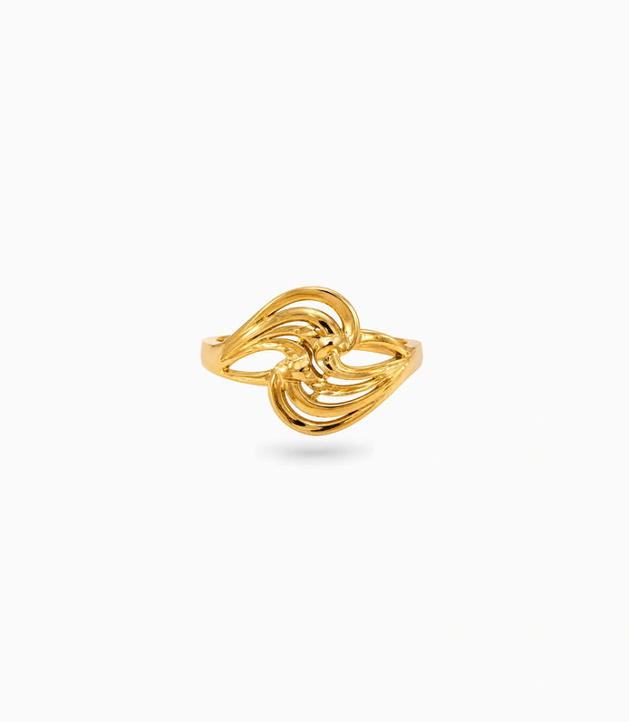 Gold Plated Textured Abstract Wave Finger Ring