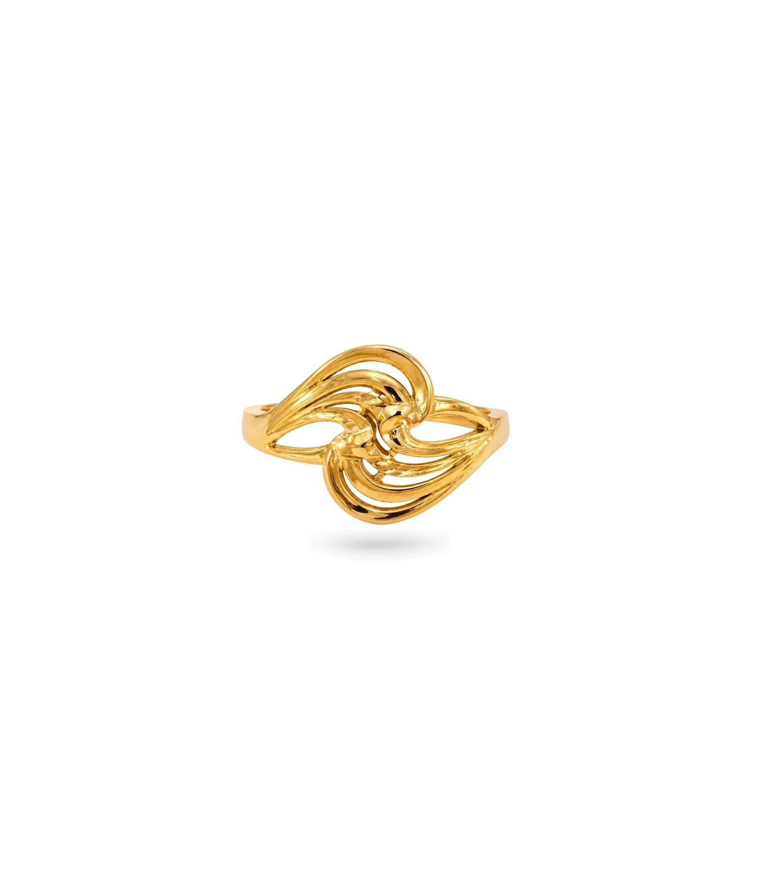 Gold Plated Textured Abstract Wave Finger Ring