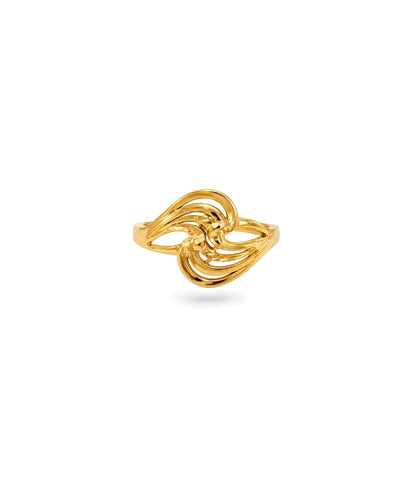 Gold Plated Textured Abstract Wave Finger Ring