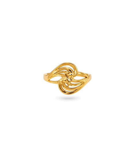 Gold Plated Textured Abstract Wave Finger Ring