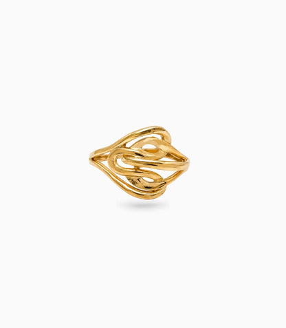 Gold Plated Abstract Geometric Loop Finger Ring