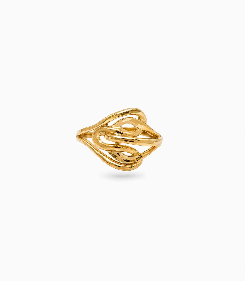 Gold Plated Abstract Geometric Loop Finger Ring