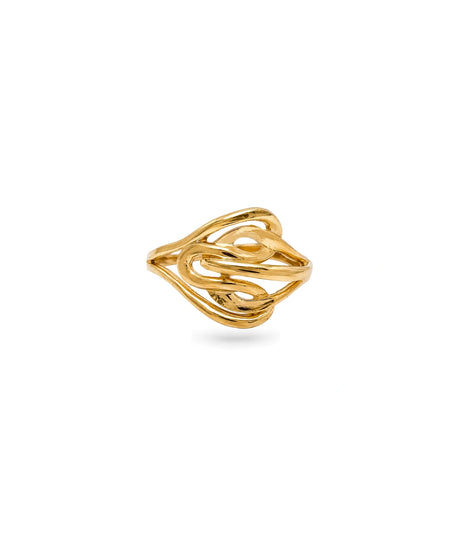 Gold Plated Abstract Geometric Loop Finger Ring