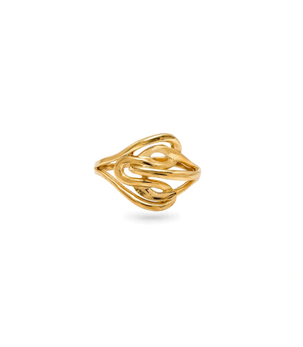 Gold Plated Abstract Geometric Loop Finger Ring