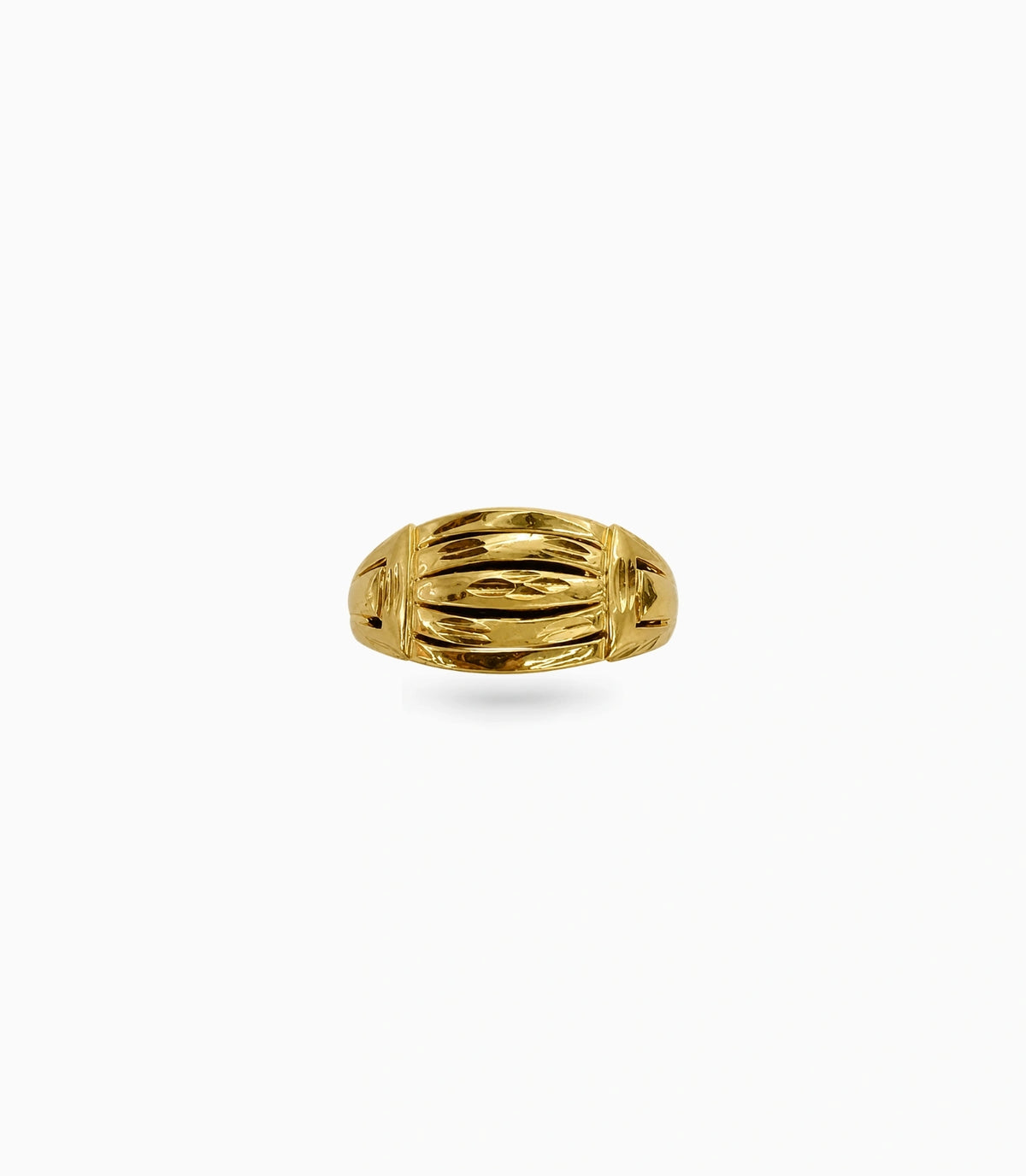 Gold Plated Multi-Strand Chevron Band Finger Ring
