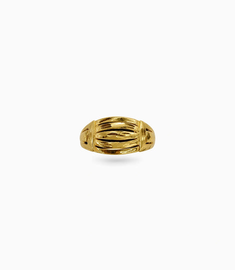 Gold Plated Multi-Strand Chevron Band Finger Ring