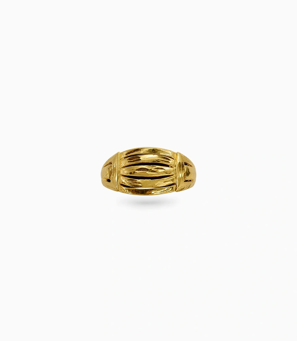 Gold Plated Multi-Strand Chevron Band Finger Ring