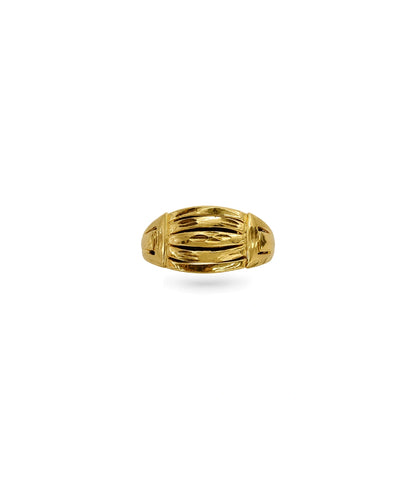 Gold Plated Multi-Strand Chevron Band Finger Ring