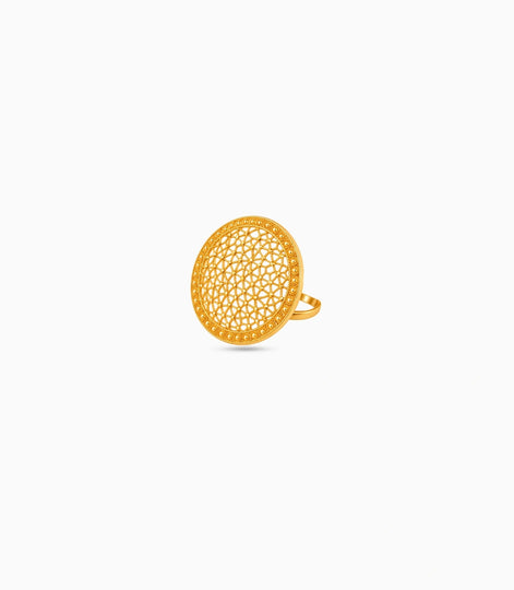 Gold Plated Floral Adjustable Finger Ring
