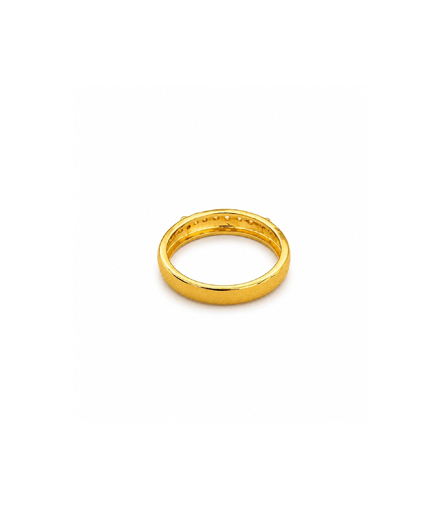 Gold Plated Leaflet Cutout Stone-Studded Finger Ring