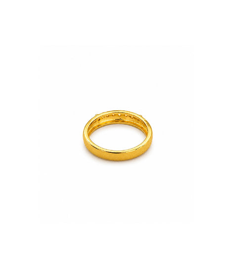 Gold Plated Leaflet Cutout Stone-Studded Finger Ring