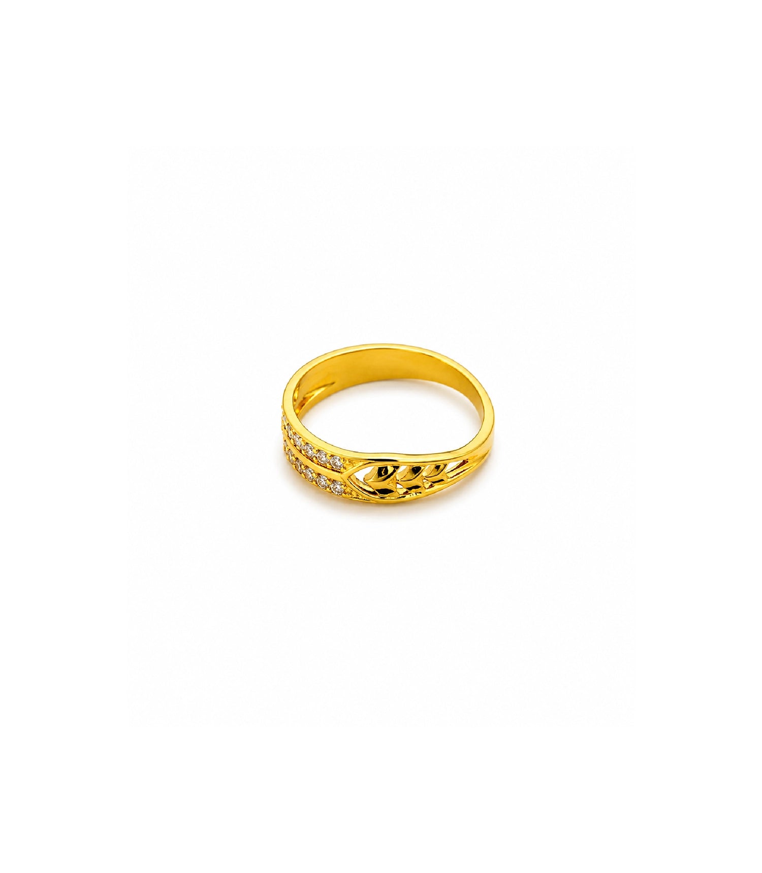 Gold Plated Dual-Row Heart Motif Finger Ring