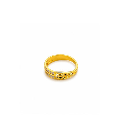 Gold Plated Dual-Row Heart Motif Finger Ring