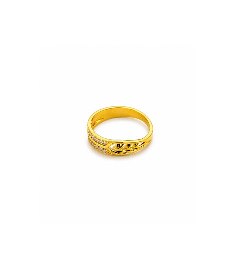 Gold Plated Dual-Row Heart Motif Finger Ring