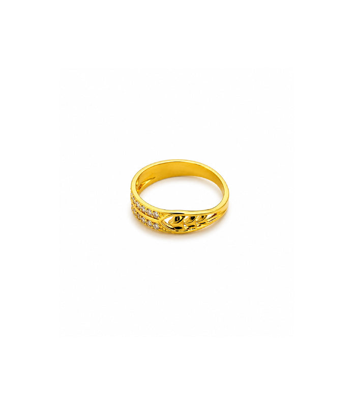 Gold Plated Dual-Row Heart Motif Finger Ring