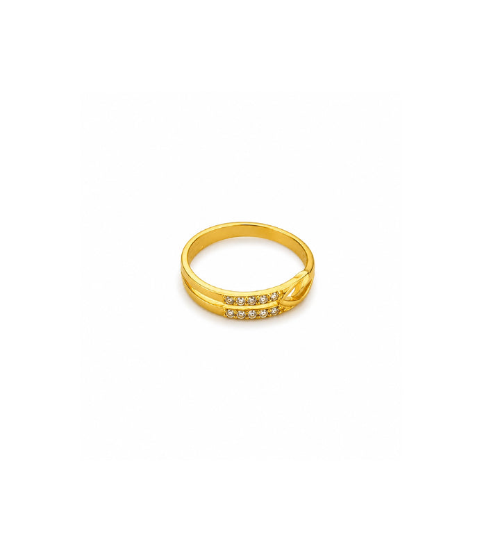 Gold Plated Dual-Row Heart Motif Finger Ring