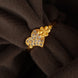 Gold Plated Heart & Flower Textured Finger Ring