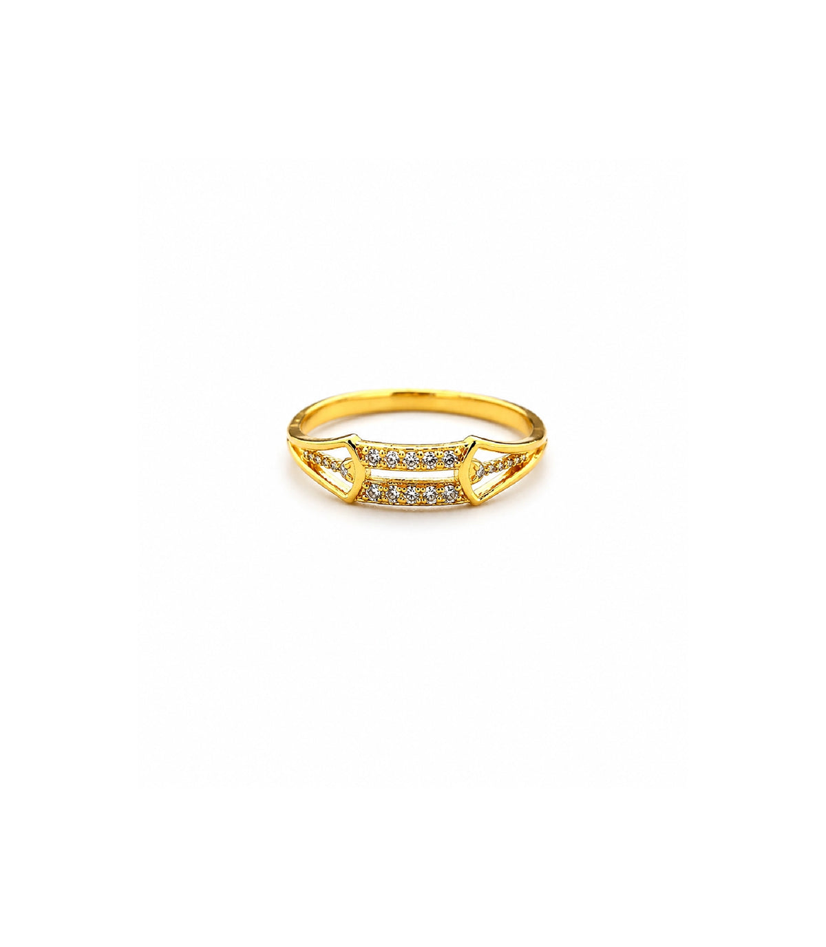 Gold Plated Double Row AD Crystal Finger Ring