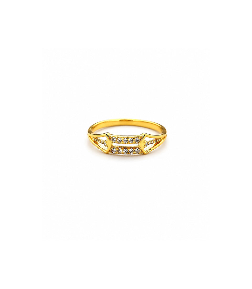 Gold Plated Double Row AD Crystal Finger Ring