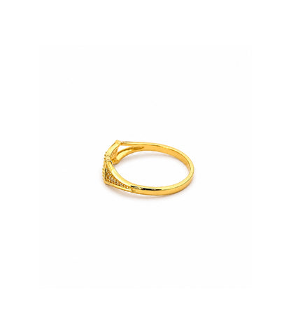 Gold Plated Double Row AD Crystal Finger Ring