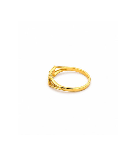 Gold Plated Double Row AD Crystal Finger Ring