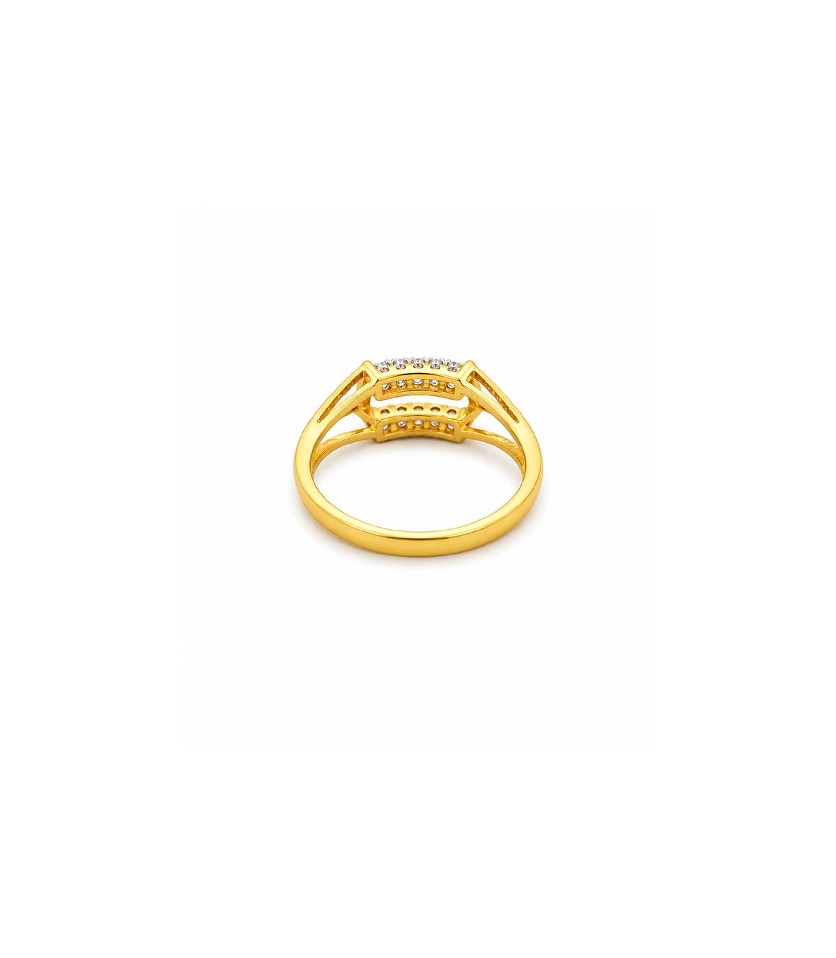 Gold Plated Double Row AD Crystal Finger Ring