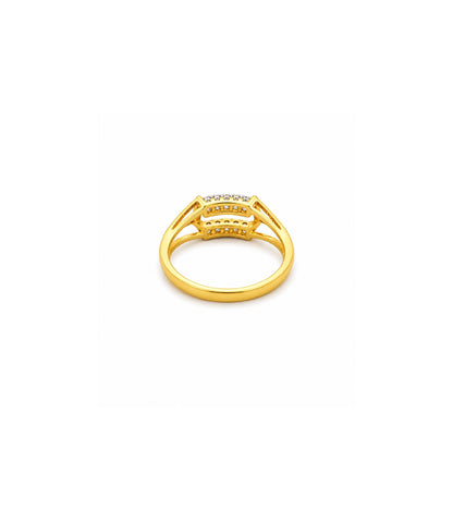 Gold Plated Double Row AD Crystal Finger Ring