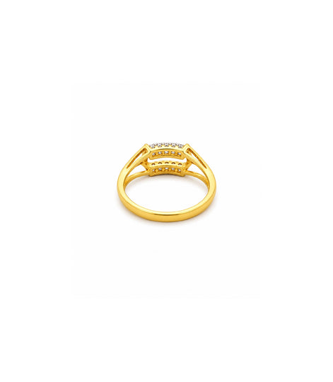 Gold Plated Double Row AD Crystal Finger Ring