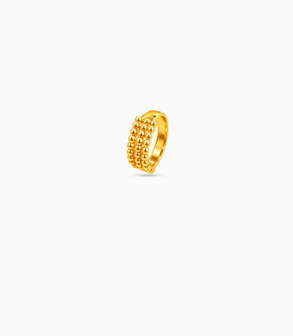 Gold Plated Multi Row Beaded Band Finger Ring