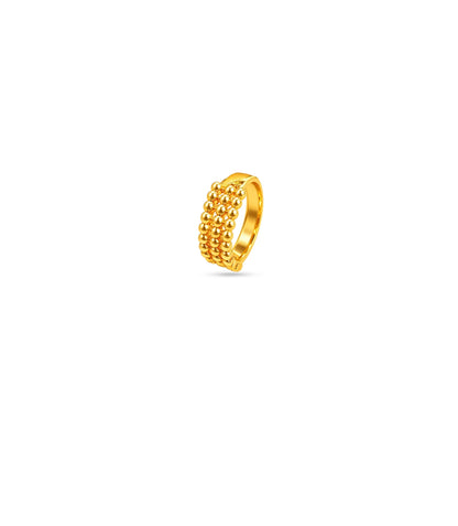 Gold Plated Multi Row Beaded Band Finger Ring