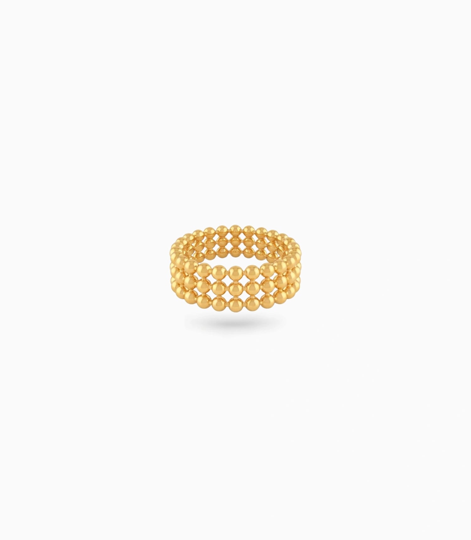 Gold Plated Multi Row Beaded Band Finger Ring