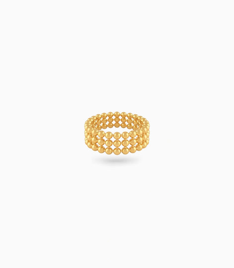 Gold Plated Multi Row Beaded Band Finger Ring
