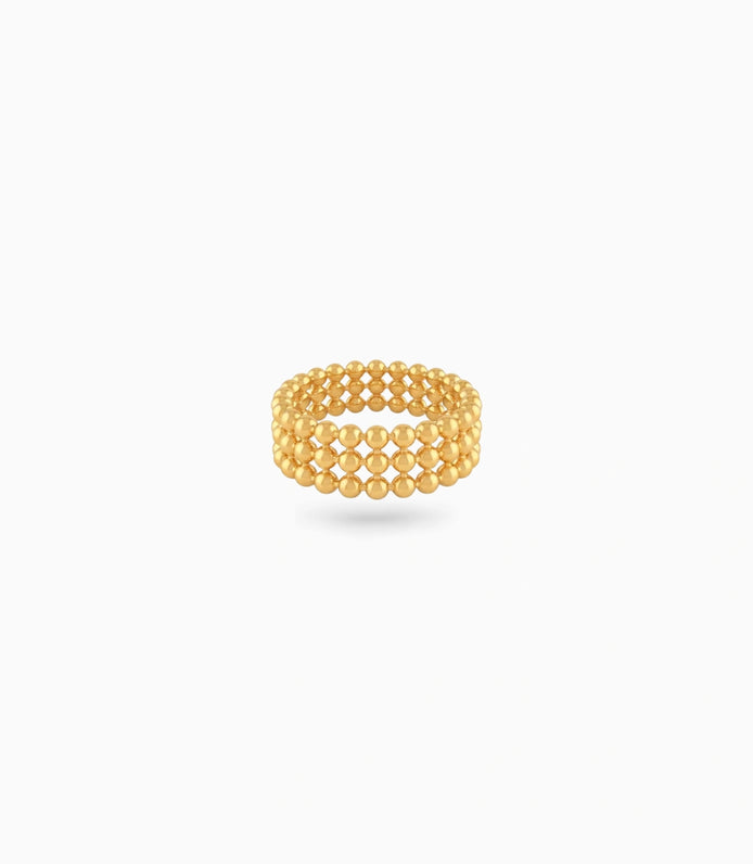 Gold Plated Multi Row Beaded Band Finger Ring