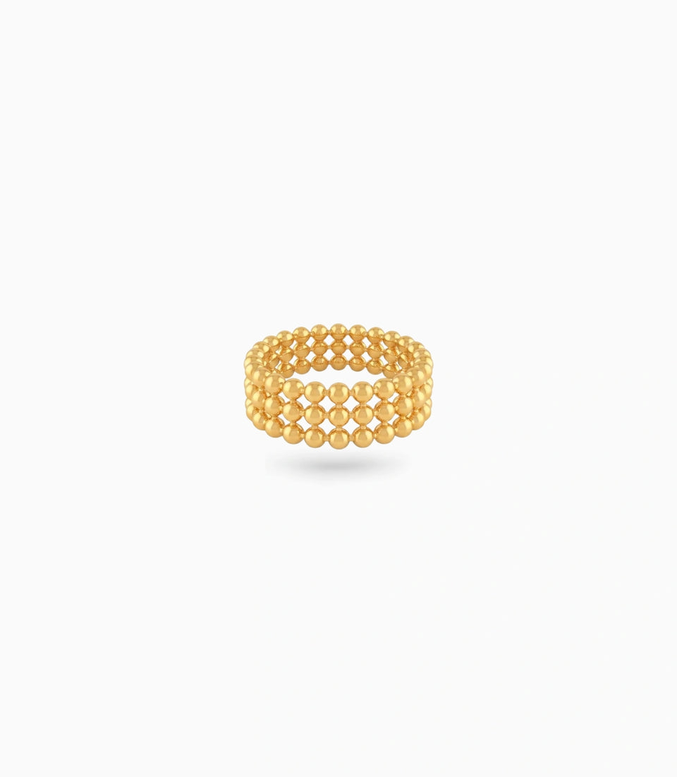 Gold Plated Multi Row Beaded Band Finger Ring