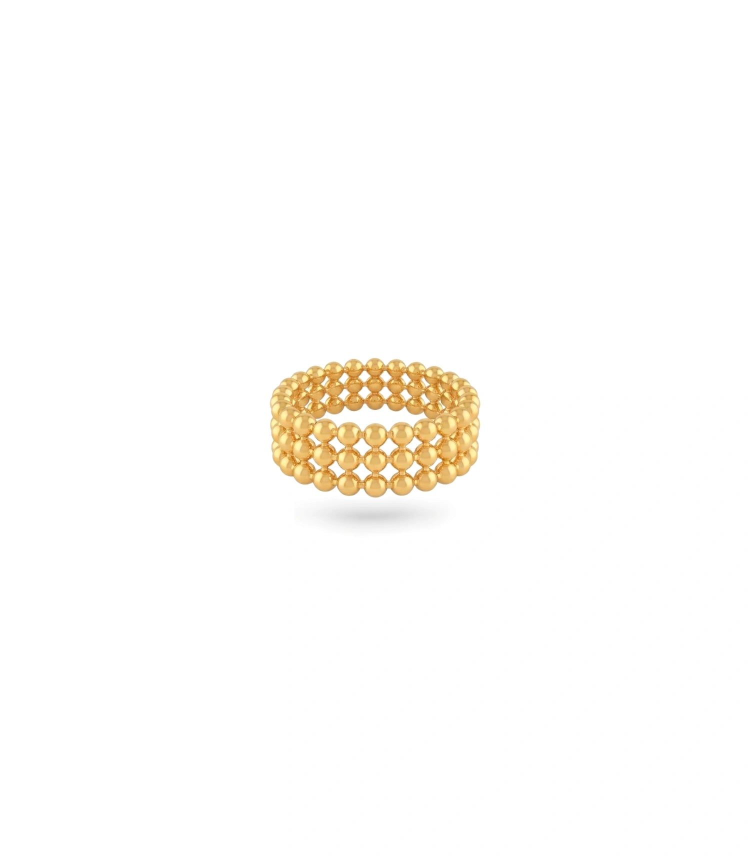 Gold Plated Multi Row Beaded Band Finger Ring