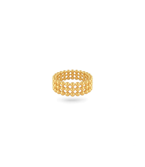 Gold Plated Multi Row Beaded Band Finger Ring