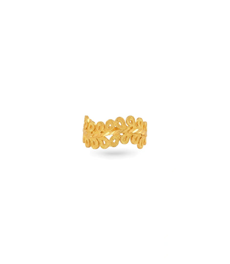 Gold Plated Textured Wreath Leaf Finger Ring
